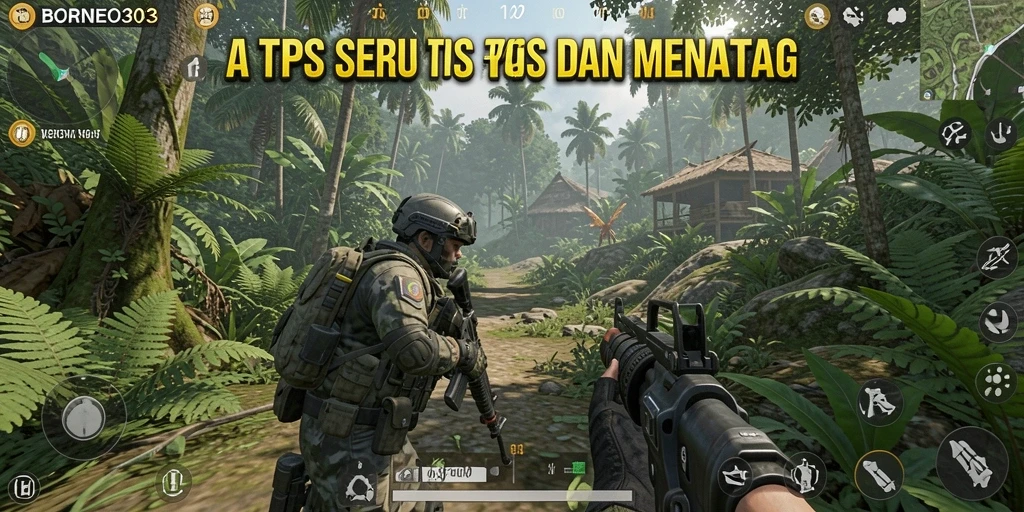 Screenshot gameplay seru dari BORNEO303, menunjukkan pertempuran dinamis.