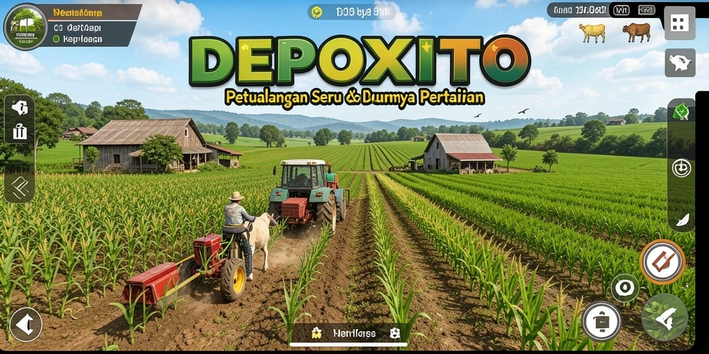 Tampilan gameplay DEPOXITO yang menarik dengan aktivitas bertani.