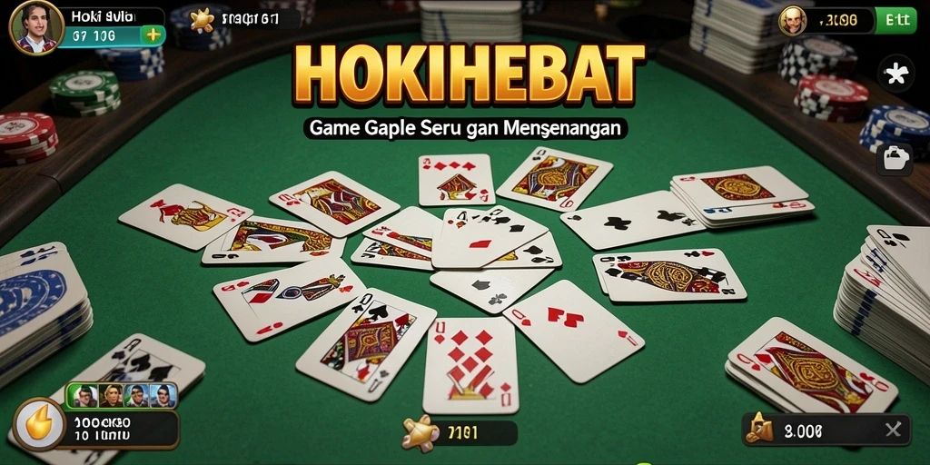 Tampilan gameplay HOKIHEBAT dengan pemain bersaing dalam Gaple.