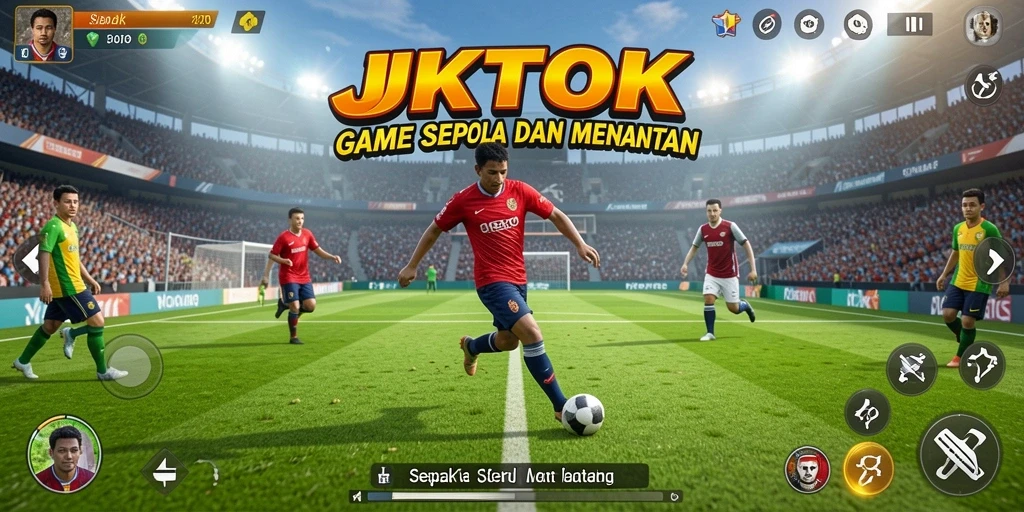 Screenshot JKTOK dengan gameplay sepak bola yang seru.