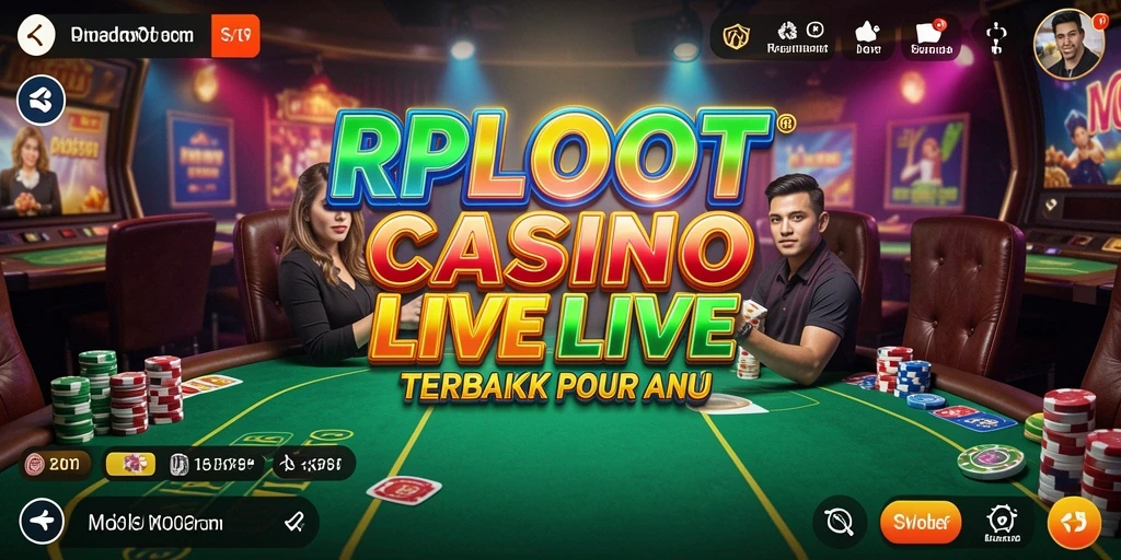 Screenshot gameplay RPLOOT menampilkan dealer langsung dan suasana kasino yang menarik.