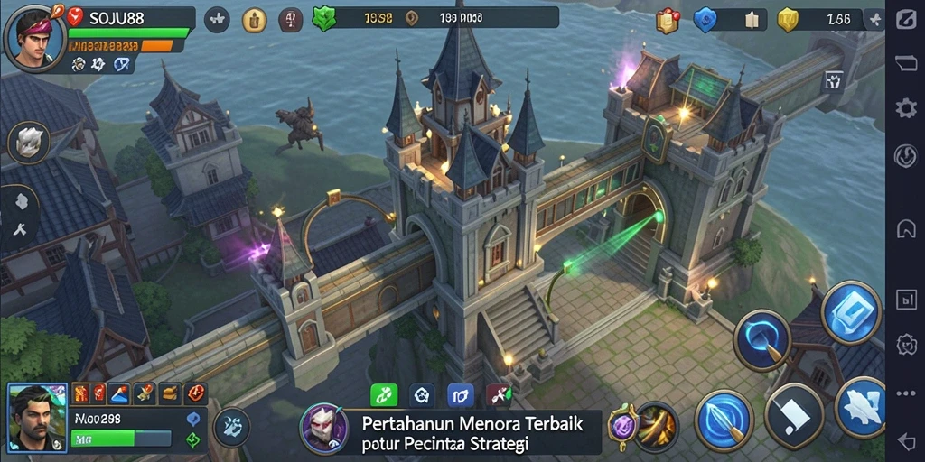 Tampilan menarik dari gameplay Tower Defense SOJU88 yang menegangkan.