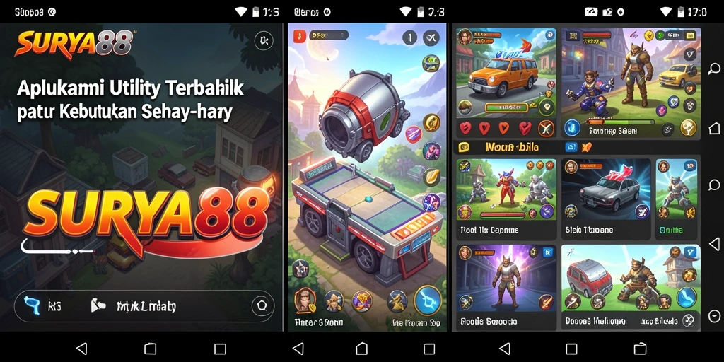 Screenshot menampilkan antarmuka intuitif dan fitur-fitur utama SURYA88.